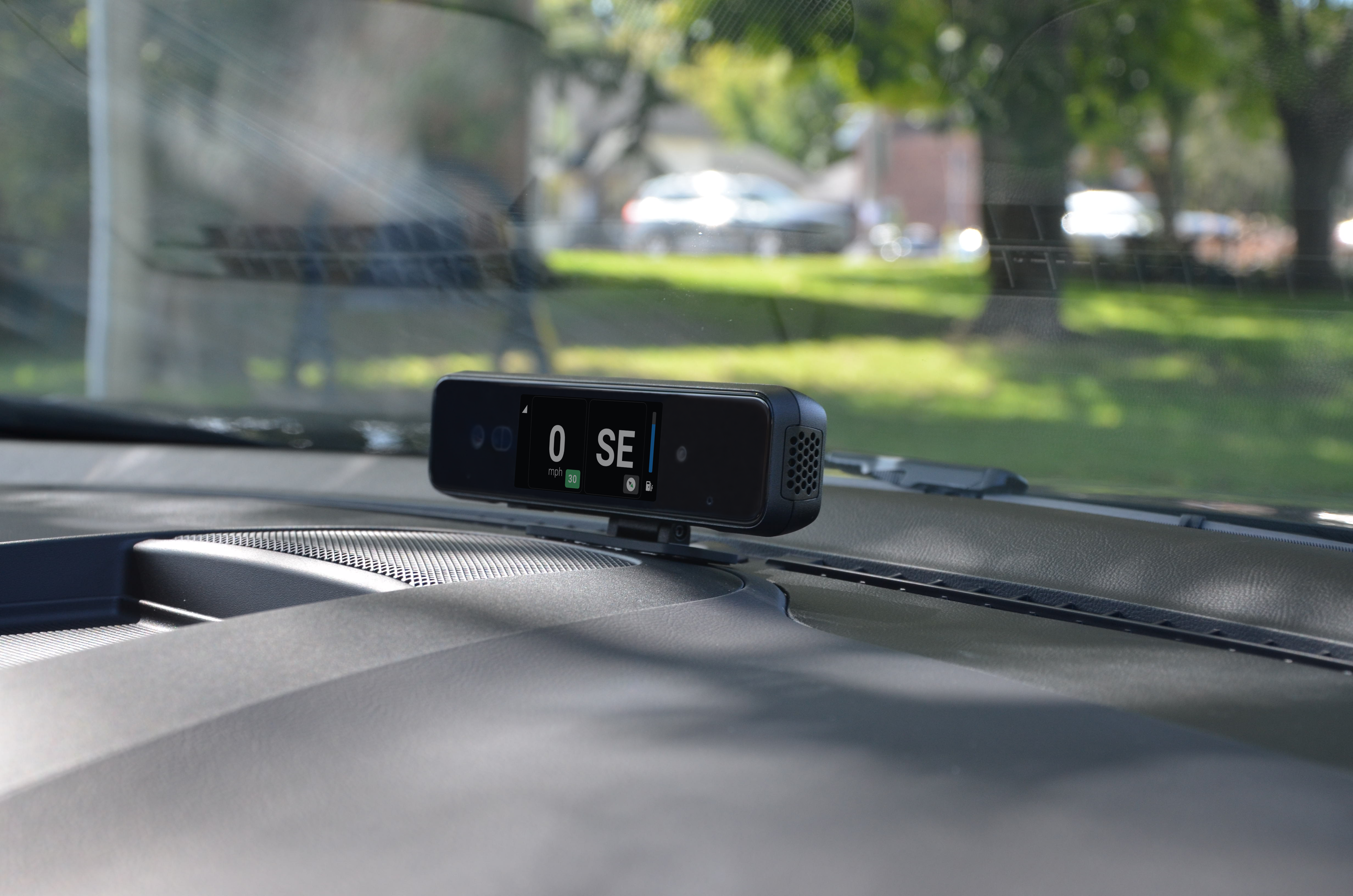 Fleet management dashcam on a dashboard.